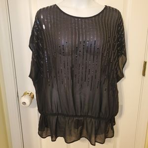 Lane Bryant Sz 22/24 Sheer Sequin Shell Top